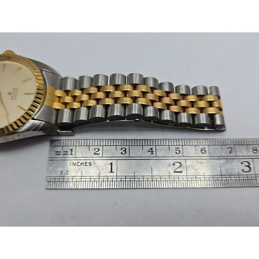 Vintage Manhattan By Croton Diamond Two Tone Quartz Watch Japan New Battery Mens
